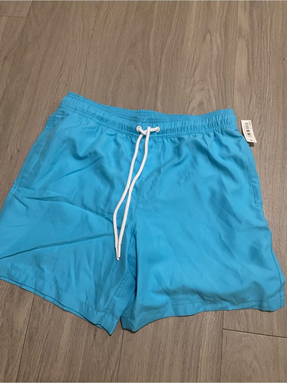 Amazon Essentials Bright Aqua Swim Trunks with White Drawstring